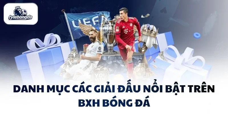 Danh mục các giải đấu nổi bật trên BXH bóng đá